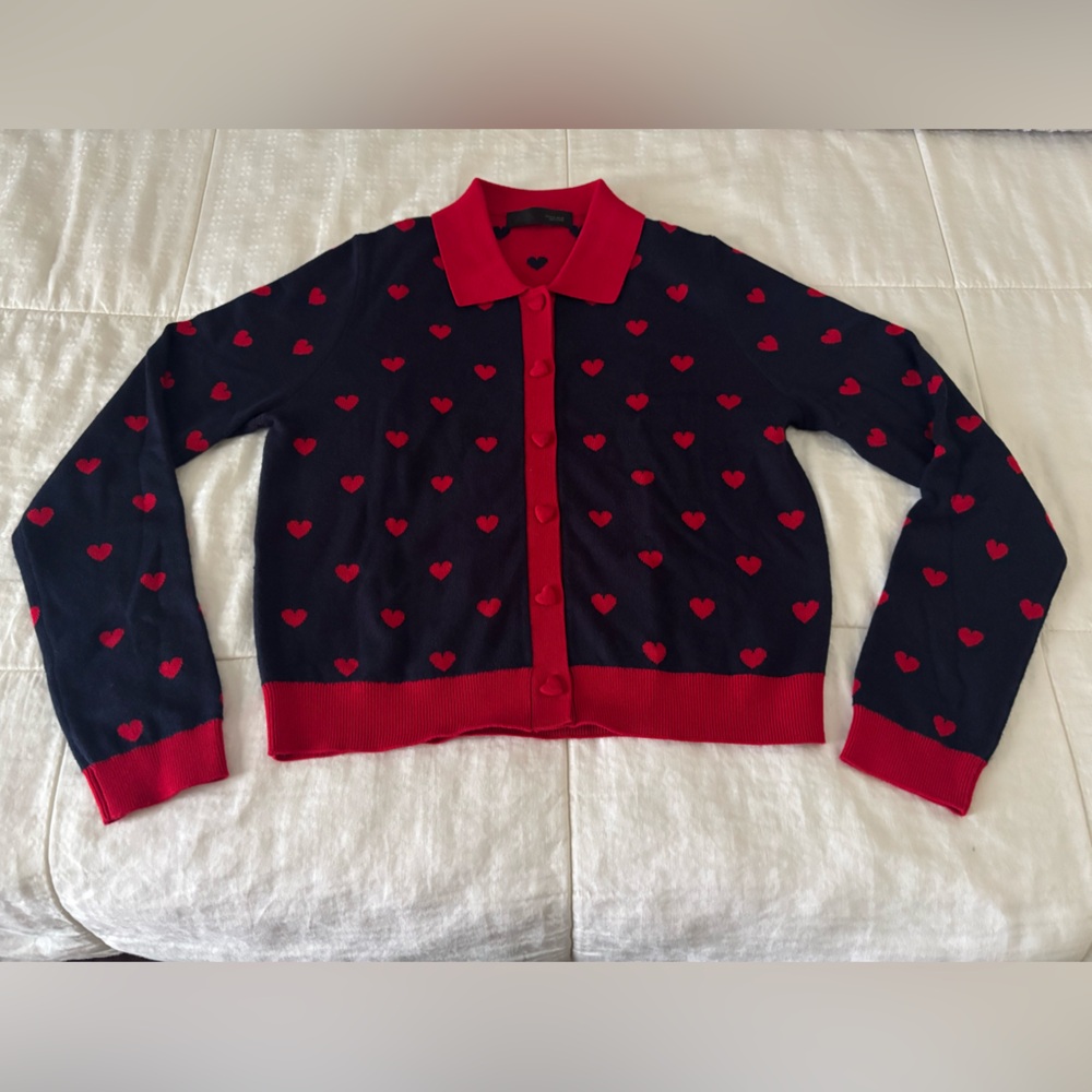 Red and Black Heart Pattern Cardigan